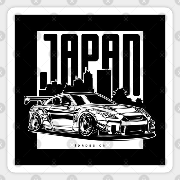 Nissan GTR R35 (White Print) Magnet by idrdesign